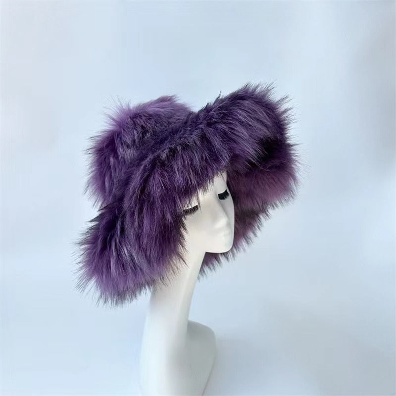 Thick Furry Hairband Fluffy Faux Fur Women Girl Fur Hat Winter Outdoor Hats