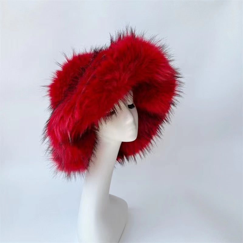 Thick Furry Hairband Fluffy Faux Fur Women Girl Fur Hat Winter Outdoor Hats