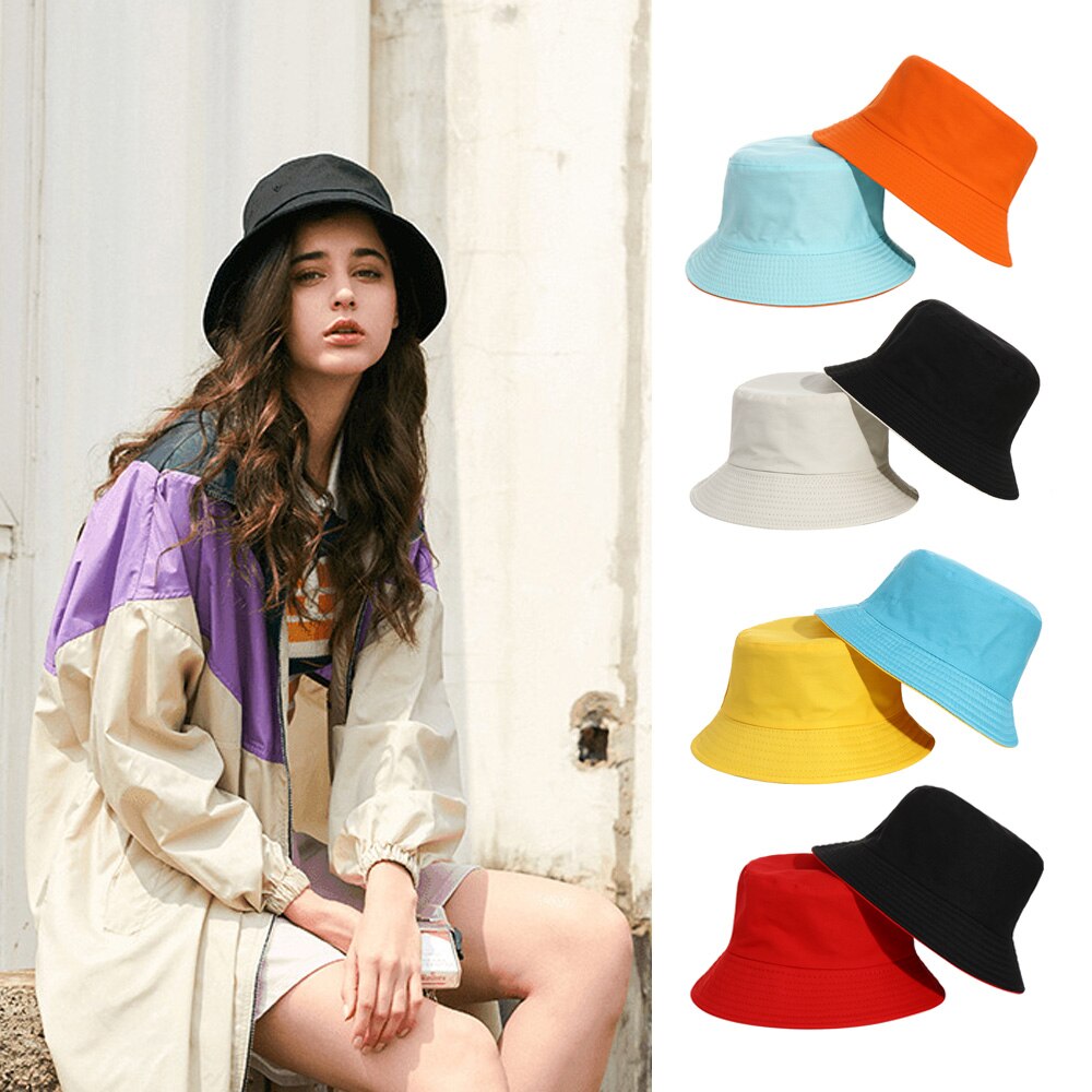 New Double-Sided Bucket Hat Women Men