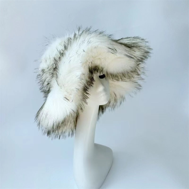 Thick Furry Hairband Fluffy Faux Fur Women Girl Fur Hat Winter Outdoor Hats