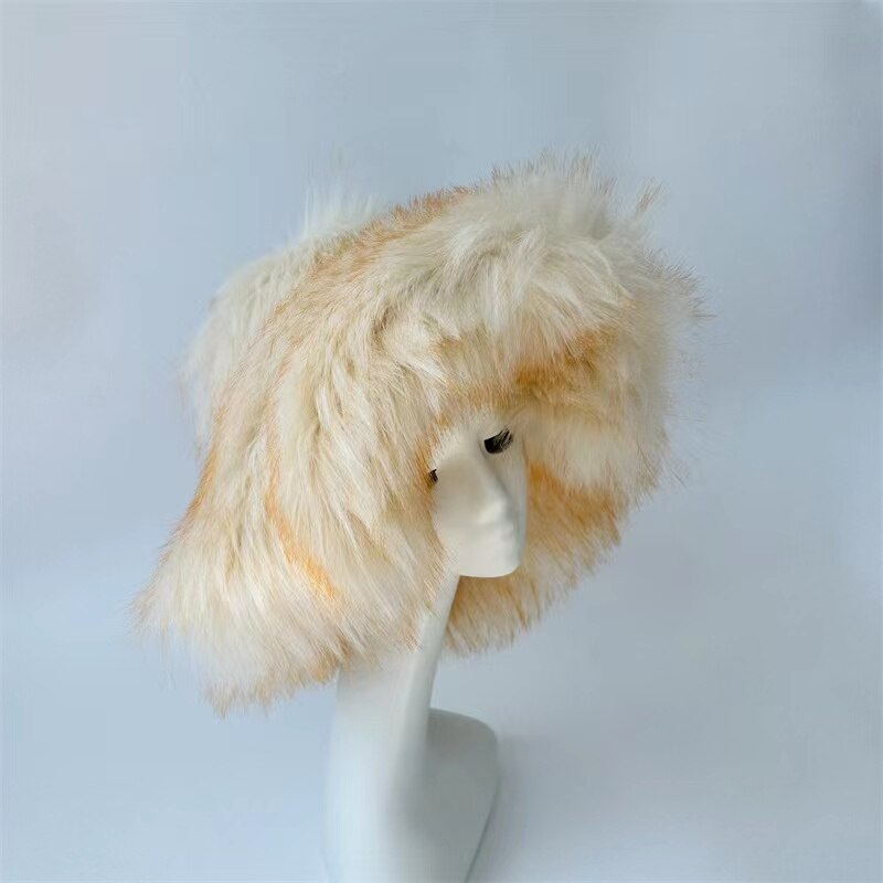 Thick Furry Hairband Fluffy Faux Fur Women Girl Fur Hat Winter Outdoor Hats